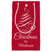 名前をカスタムする様式化クリスマスツリー抱き枕 スモールペーパーバッグ (正面)