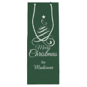 名前をカスタムする様式化クリスマスツリー抱き枕 ワインギフトバッグ (裏面)