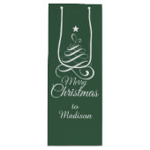 名前をカスタムする様式化クリスマスツリー抱き枕 ワインギフトバッグ (正面)