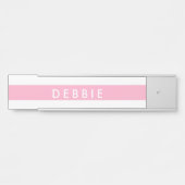名前をカスタムする横ストライプピンクと白 サインプレート (正面)