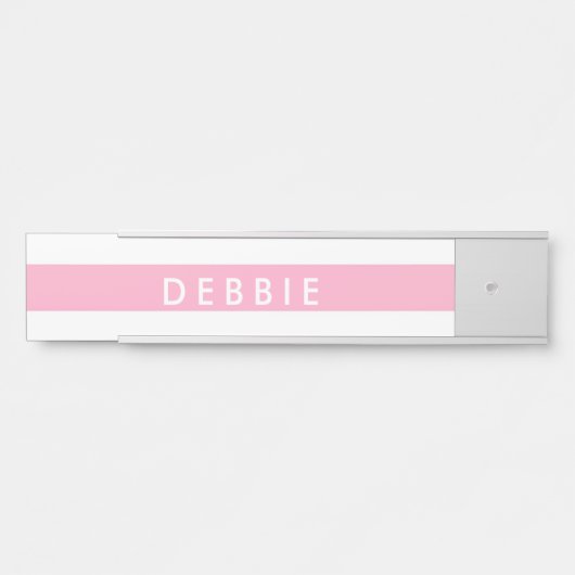 名前をカスタムする横ストライプピンクと白 サインプレート (正面)