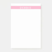 名前をカスタムする横ストライプピンクと白 ポストイット (正面)