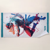 名前をカスタムする武術アート ビーチタオル (正面)