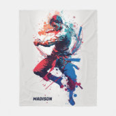 名前をカスタムする武術アート フリースブランケット (正面)