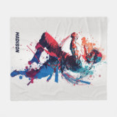 名前をカスタムする武術アート フリースブランケット (正面(横))