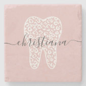 名前をカスタムする歯科ヒョウのプリント歯 ストーンコースター (正面)