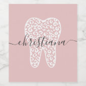 名前をカスタムする歯科ヒョウのプリント歯 ワインラベル (シングルラベル)