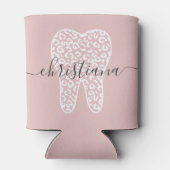 名前をカスタムする歯科ヒョウのプリント歯 缶クーラー (裏面)