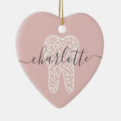 名前をカスタムする歯科用レオパード印歯ギフト セラミックオーナメント (右)