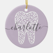 名前をカスタムする歯科用レオパード印歯ギフト セラミックオーナメント (正面)