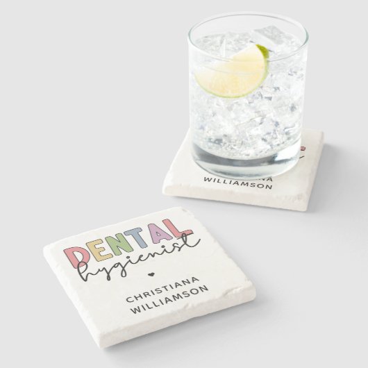 名前をカスタムする歯科衛生士RDHギフト ストーンコースター (横)