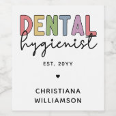 名前をカスタムする歯科衛生士RDHギフト ワインラベル (シングルラベル)