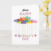 名前をカスタムする母の日レインボークラウド、ハート カード (黄色い花)