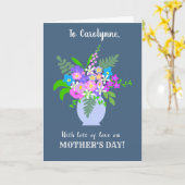 名前をカスタムする母の日 – 花の花瓶 カード (黄色い花)