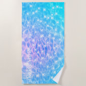 名前をカスタムする水リップル水テクスチモダンック ビーチタオル (正面)