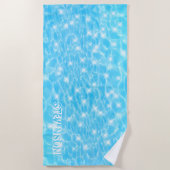 名前をカスタムする水リップル水テクスチモダンック ビーチタオル (正面)