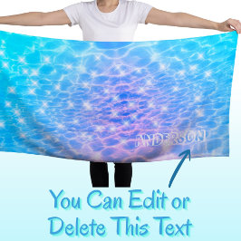 名前をカスタムする水リップル水テクスチモダンック ビーチタオル