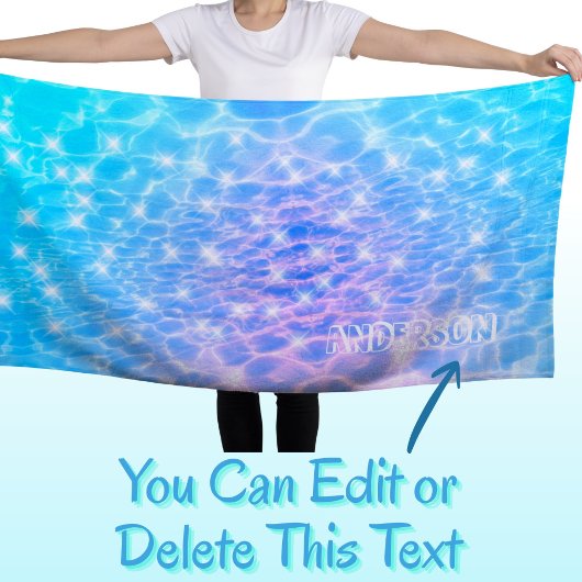 名前をカスタムする水リップル水テクスチモダンック ビーチタオル