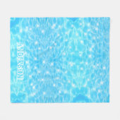 名前をカスタムする水リップル水テクスチモダンック フリースブランケット (正面(横))