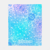 名前をカスタムする水リップル水テクスチモダンック フリースブランケット (正面)