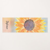 名前をカスタムする水彩ひまわり ヨガマット (正面(横))