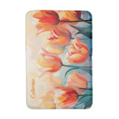 名前をカスタムする水彩チューリップ バスマット (正面縦)