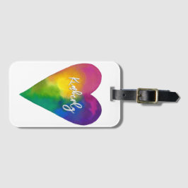 名前をカスタムする水彩ハート ラゲッジタグ