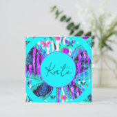 名前をカスタムする水彩バタフライブルーパープルピンク カード (スタンド正面)