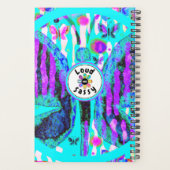 名前をカスタムする水彩バタフライブルーパープルピンク プランナー手帳 (裏面)