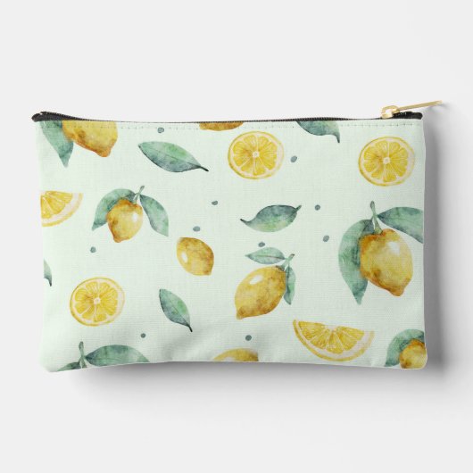 名前をカスタムする水彩レモン アクセサリーポーチ (裏面)