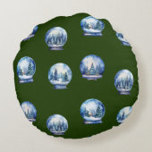 名前をカスタムする水彩冬の森スノーグローブ ラウンドクッション (裏面)