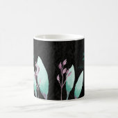 名前をカスタムする水彩植物学ティール（緑がかった色）聖句 コーヒーマグカップ (中央)