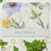 名前をカスタムする水彩植物性フローラ柑橘類 キッチンタオル (折り畳み)