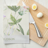 名前をカスタムする水彩植物性フローラ柑橘類 キッチンタオル (四つ折り)