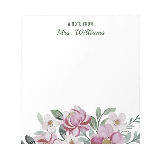 名前をカスタムする水彩花フローラ注 ノートパッド (正面)