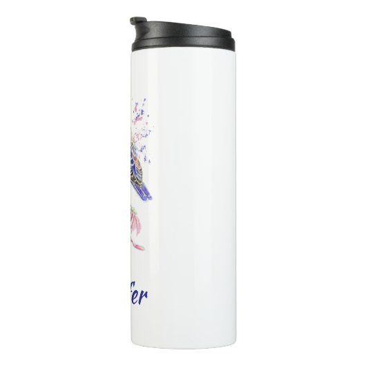 名前をカスタムする水彩青鳥ガーデンバードアート タンブラー (回転右)