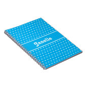 名前をカスタムする水玉模様ブルー&ホワイト ノートブック (右側)