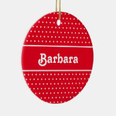 名前をカスタムする水玉模様 赤と白 セラミックオーナメント (右)