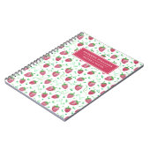 名前をカスタムする水色いちご柄 ノートブック (左側)