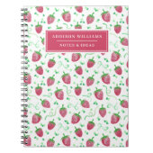 名前をカスタムする水色いちご柄 ノートブック (正面)