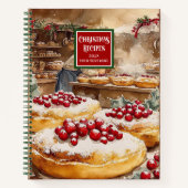 名前をカスタムする水色クリスマスレシピバインダー ノートブック (正面)