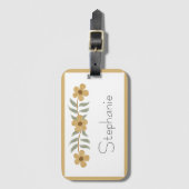 名前をカスタムする水色シンプルフローラモダン ラゲッジタグ (正面縦)