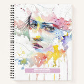 名前をカスタムする水色パステルかわいらしスケッチブック ノートブック (正面)