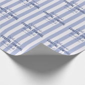 名前をカスタムする沿岸女性のカーボーイブルーホワイトストライプズ ラッピングペーパー (角)