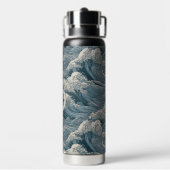 名前をカスタムする波模様 ウォーターボトル (背面)