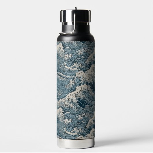 名前をカスタムする波模様 ウォーターボトル (右面)