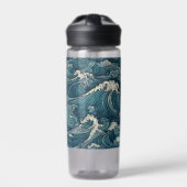 名前をカスタムする波模様 ウォーターボトル (正面)