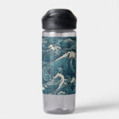 名前をカスタムする波模様 ウォーターボトル (背面)