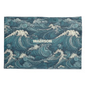 名前をカスタムする波模様 枕カバー (裏面)