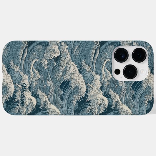 名前をカスタムする波模様 Case-Mate iPhoneケース (裏面 (横))